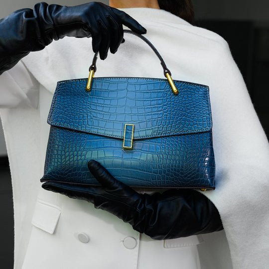 Calissandre – Elegant Crocodile-Embossed Leather Handbag for Women