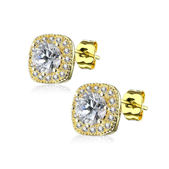 Priah – Gold Halo Stud Earrings