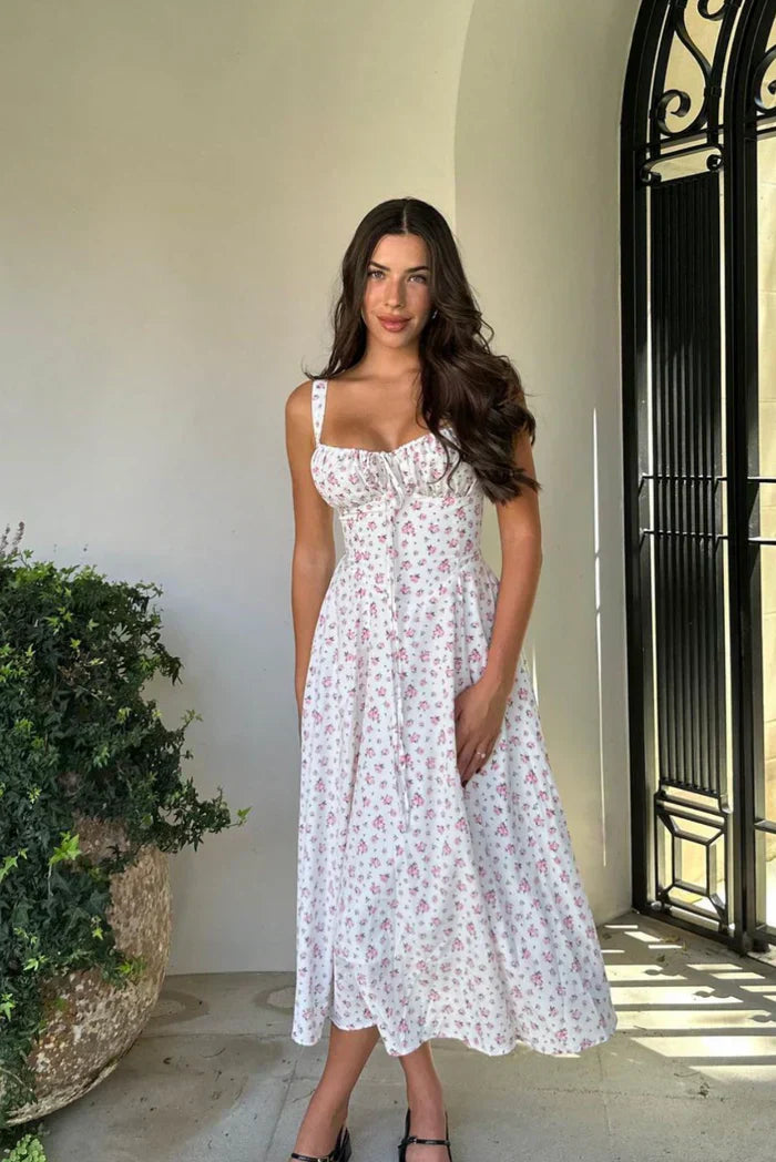Annette – Sweetheart Floral Cotton Dress for Women