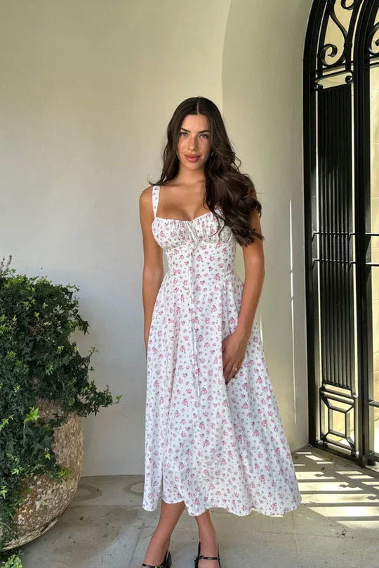 Annette – Sweetheart Floral Cotton Dress for Women