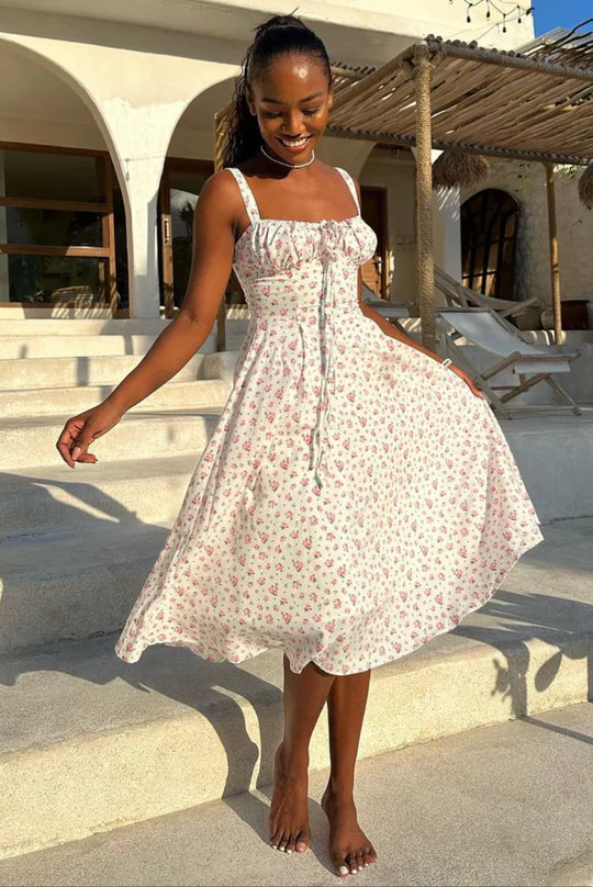 Annette – Sweetheart Floral Cotton Dress for Women