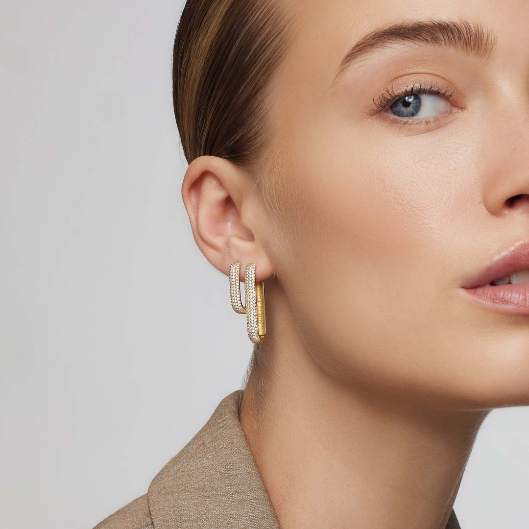 Elsie – Gold Pavé Hoop Earrings