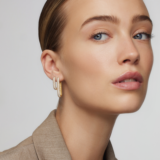 Elsie – Gold Pavé Hoop Earrings