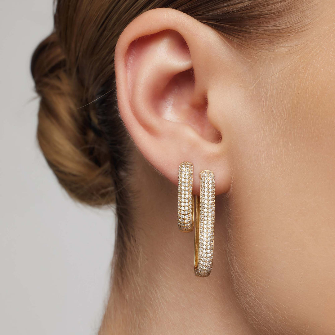 Elsie – Gold Pavé Hoop Earrings