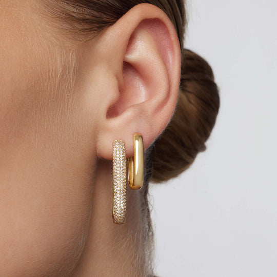 Beanie – Pave Gold Elongated Hoop Earrings