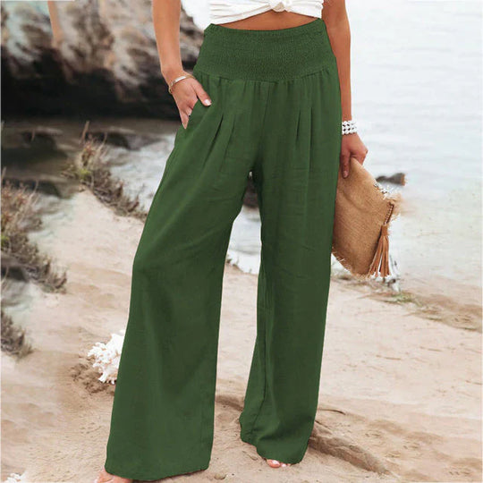 Fiammetta – Linen-Blend Wide Leg Trousers for Women