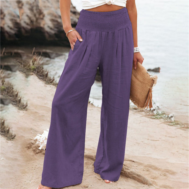 Fiammetta – Linen-Blend Wide Leg Trousers for Women