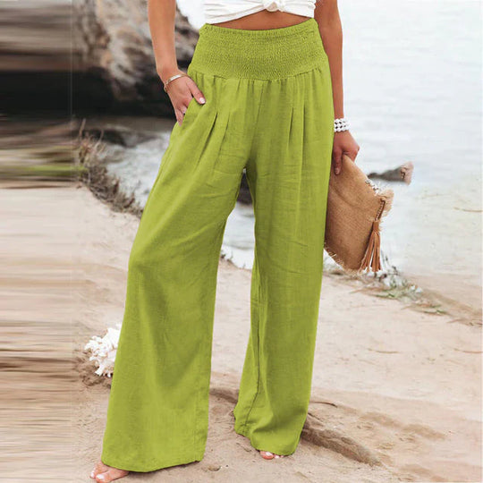 Fiammetta – Linen-Blend Wide Leg Trousers for Women