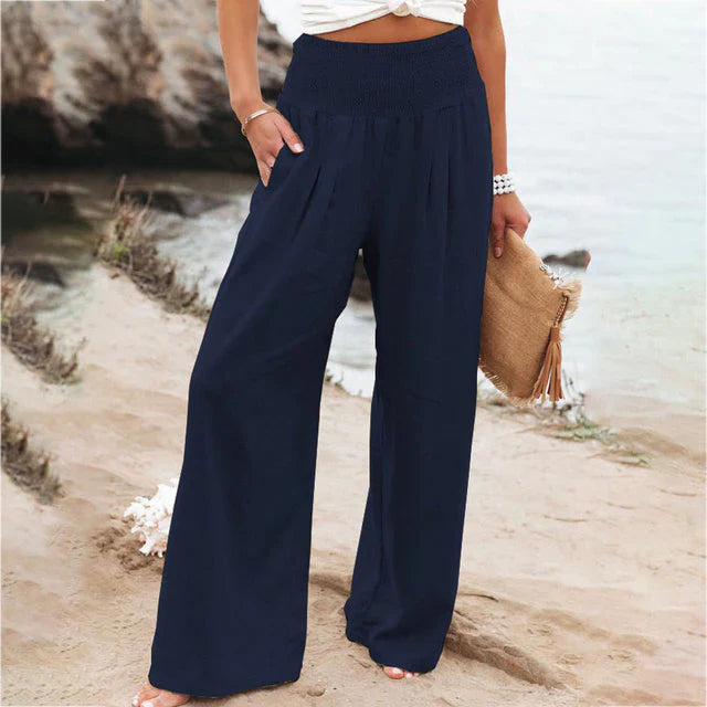 Fiammetta – Linen-Blend Wide Leg Trousers for Women