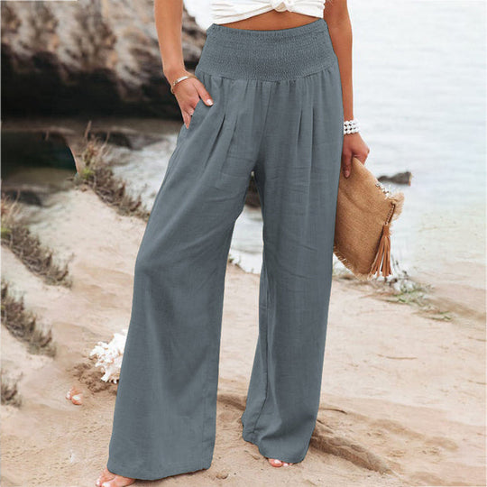 Fiammetta – Linen-Blend Wide Leg Trousers for Women