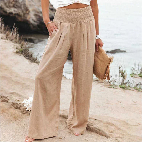 Fiammetta – Linen-Blend Wide Leg Trousers for Women