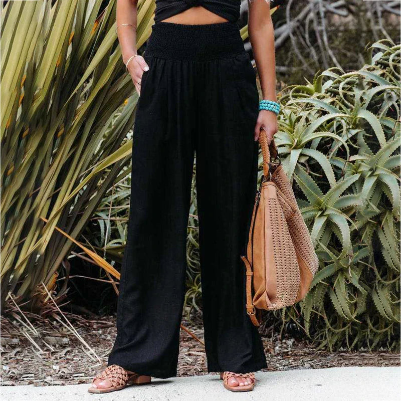 Fiammetta – Linen-Blend Wide Leg Trousers for Women