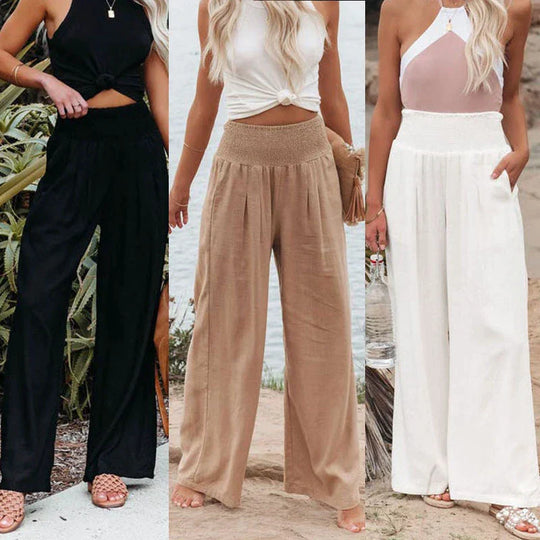 Fiammetta – Linen-Blend Wide Leg Trousers for Women