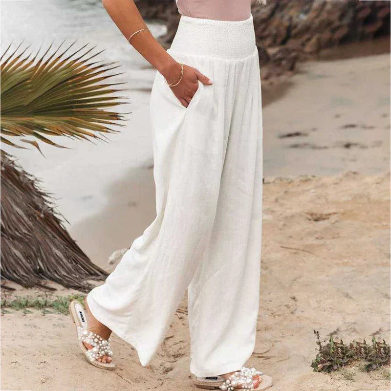Fiammetta – Linen-Blend Wide Leg Trousers for Women