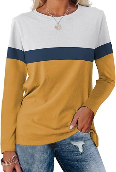 Adelle – Color Block Long-Sleeve Top for Women