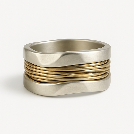 Silver Gold Threads Ring