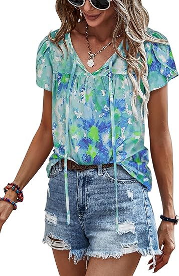 Carmela – Ruffle Short Sleeve Tunic Top for Women