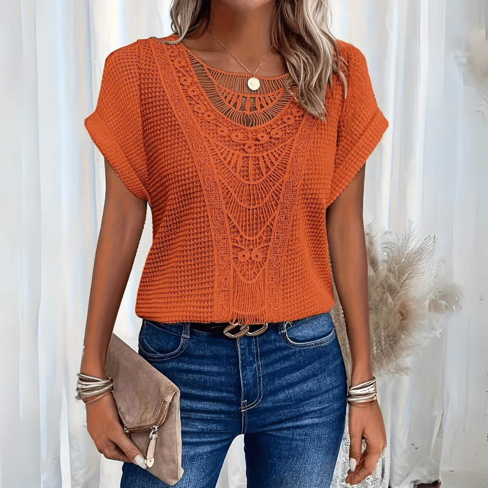 Daphira – Crochet Knit Cap Sleeve Top