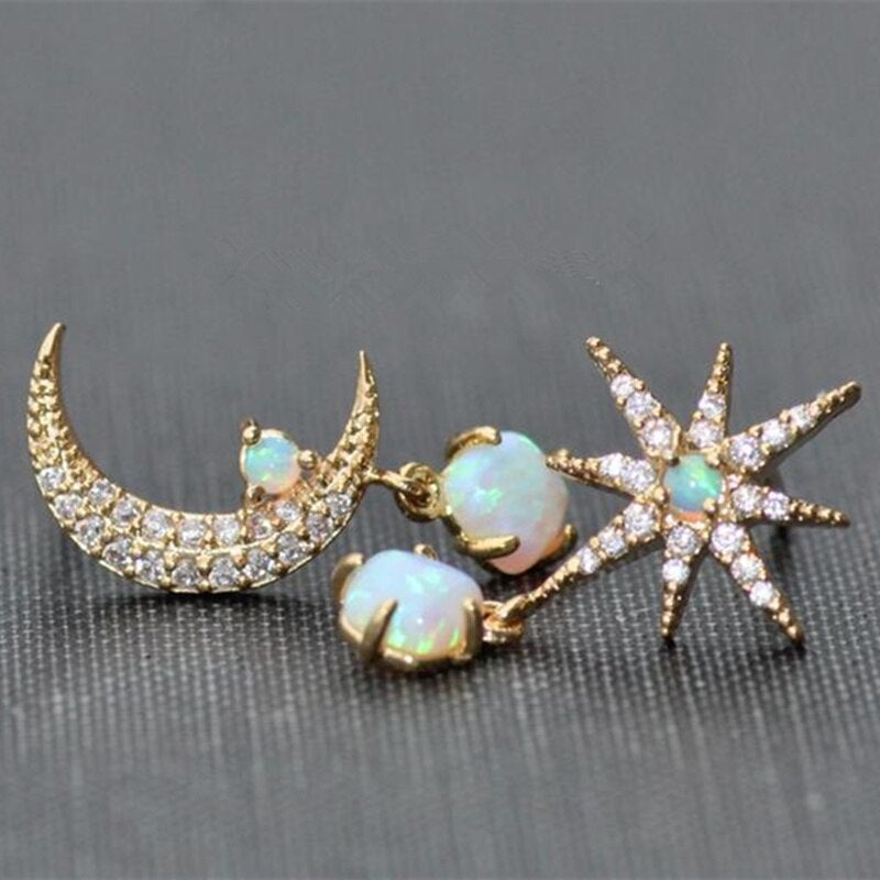 Elaina – Moon & Star Opal Drop Earrings for Women