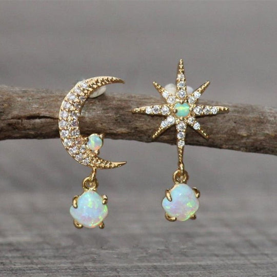 Elaina – Moon & Star Opal Drop Earrings for Women