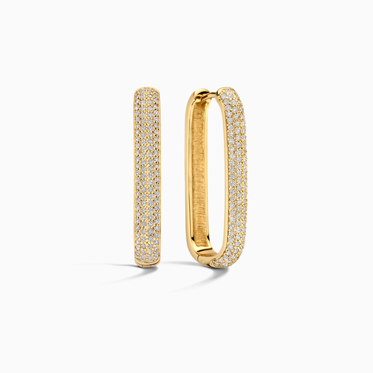 Beanie – Pave Gold Elongated Hoop Earrings