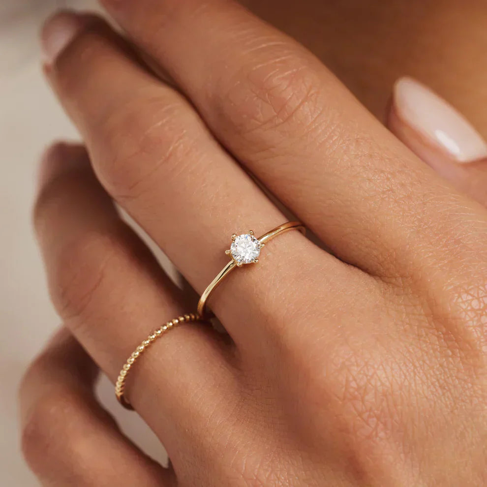 Shelley – Gold Solitaire Floral Ring for Women