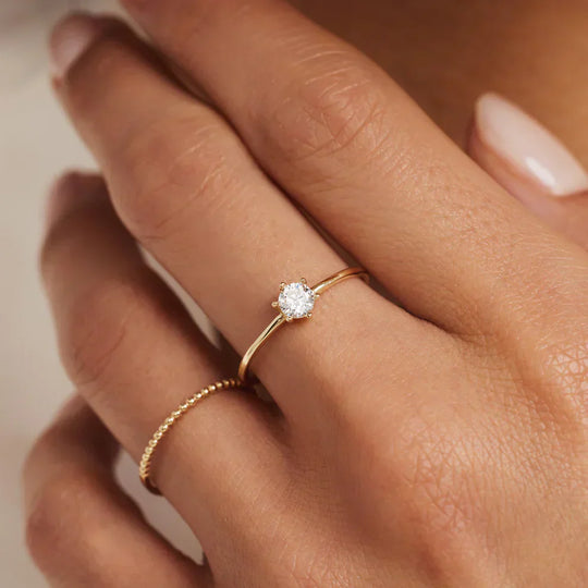 Shelley – Gold Solitaire Floral Ring for Women