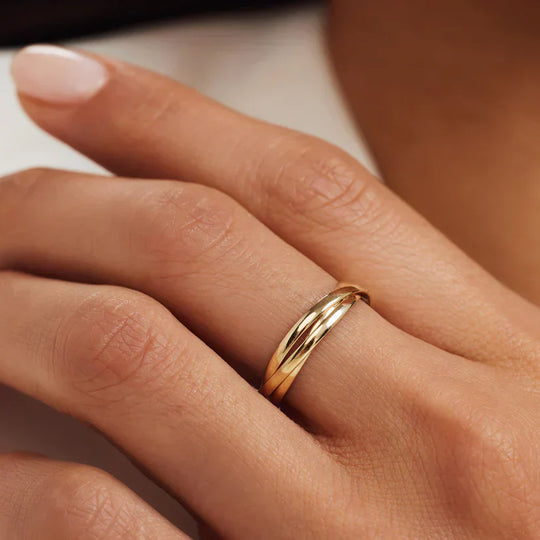Billy– Triple Band Intertwined Gold Ring for Women