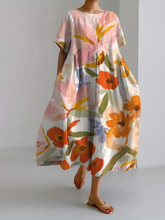 Laura – Long casual dress with a comfortable fit and retro style for everyday wear