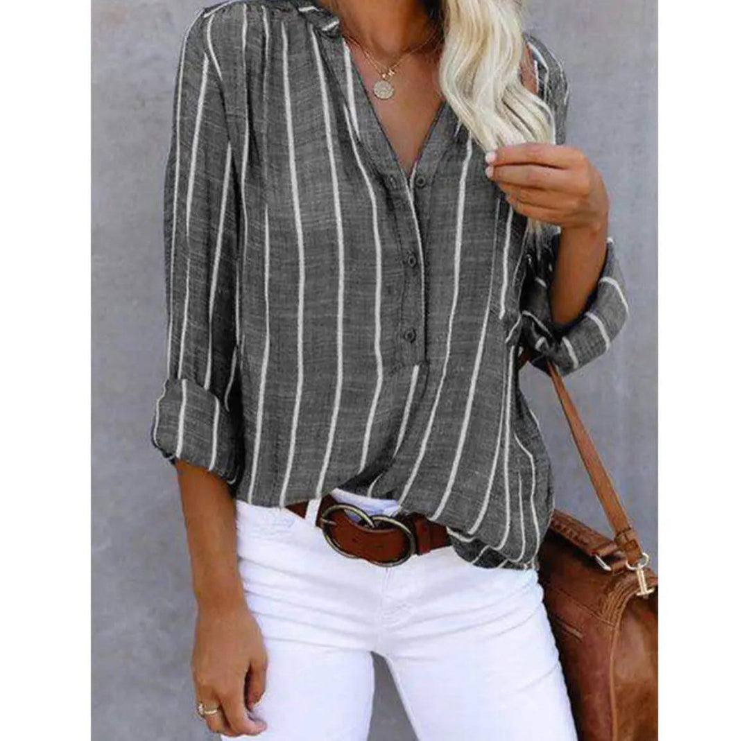 Thalira – Coastal Stripe Relaxed Shirt