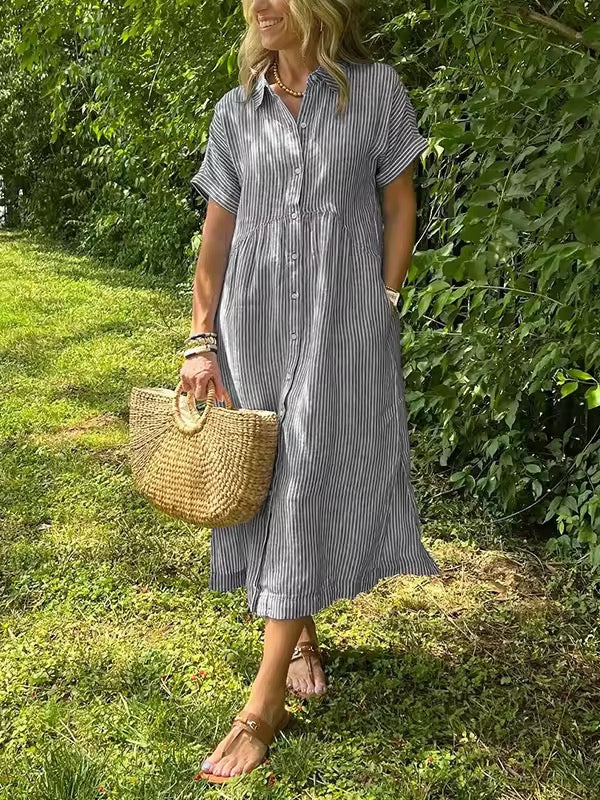 Rochelle – Striped Cotton Summer Dress