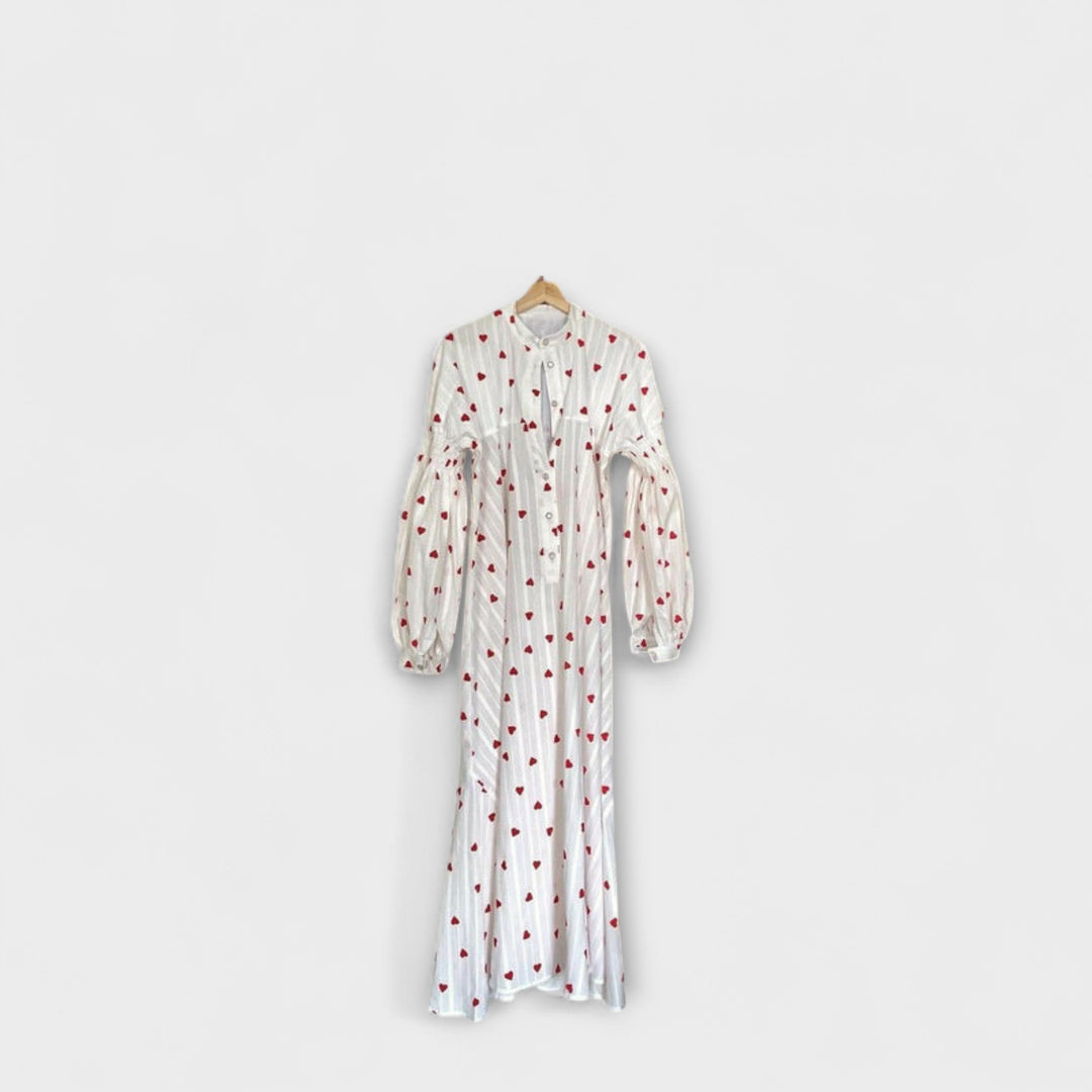Elna – Romantic Jacquard Dress with Heart Pattern