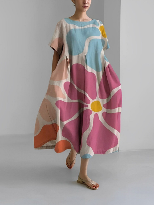 Laura – Long casual dress with a comfortable fit and retro style for everyday wear