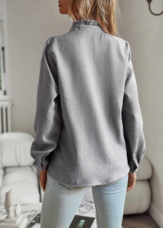 Seravine – Ruffle Trim Button-Up Shirt