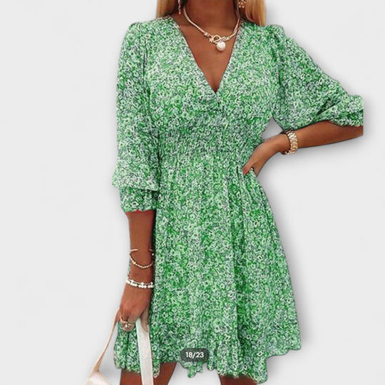 Isabelle | Floral Midi Dress with Elegant Flair