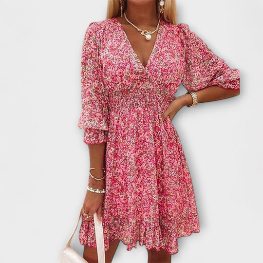 Isabelle | Floral Midi Dress with Elegant Flair