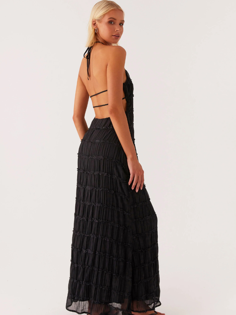 Bobbi – Textured Halter Maxi Dress