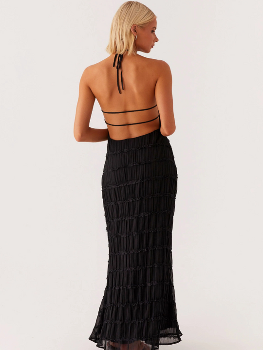 Bobbi – Textured Halter Maxi Dress