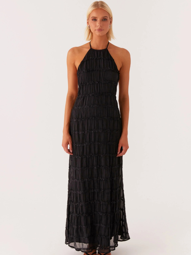 Bobbi – Textured Halter Maxi Dress