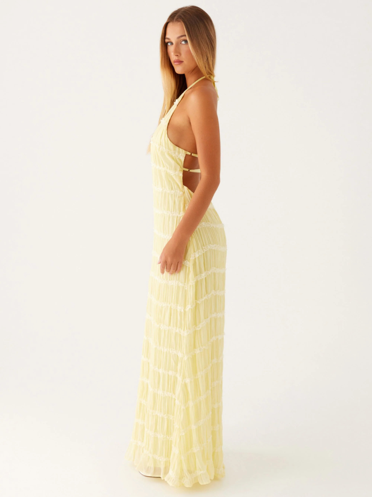 Bobbi – Textured Halter Maxi Dress
