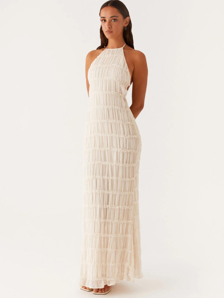 Bobbi – Textured Halter Maxi Dress