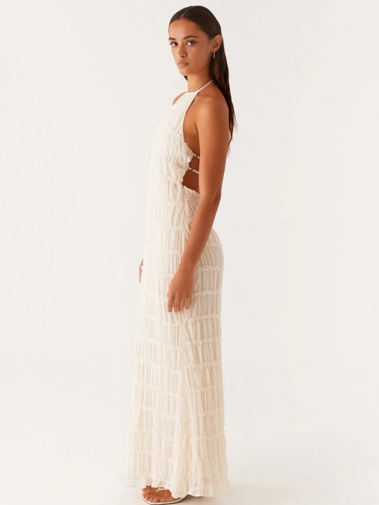 Bobbi – Textured Halter Maxi Dress