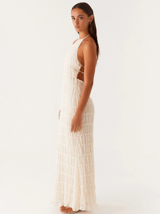 Bobbi – Textured Halter Maxi Dress