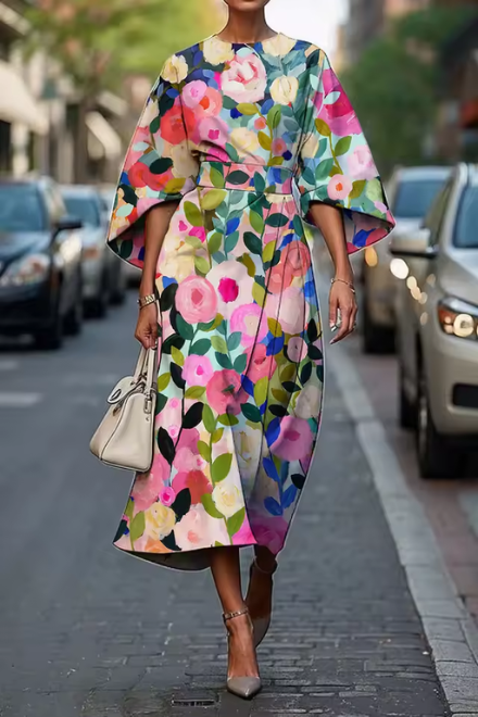 Theopista – Floral Wrap Kimono Dress for Women