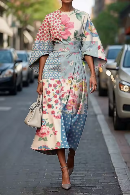 Theopista – Floral Wrap Kimono Dress for Women