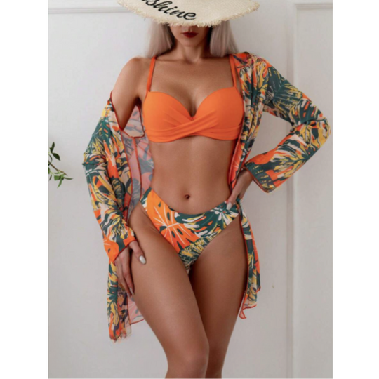 Kiara - 3-Piece Tropical Bikini Set for Women
