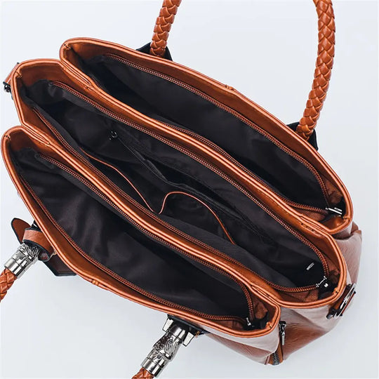 Justine – Braided Handle Leather Handbag for Women