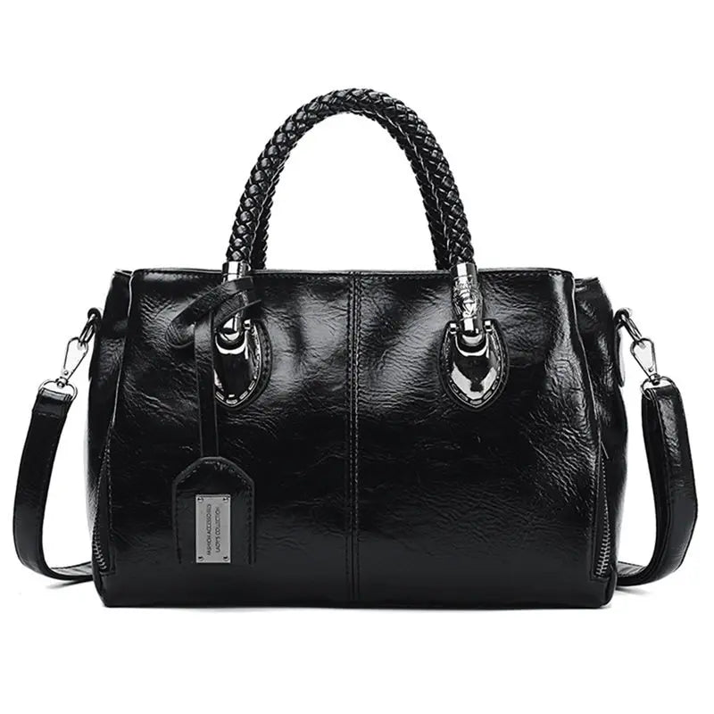 Justine – Braided Handle Leather Handbag for Women