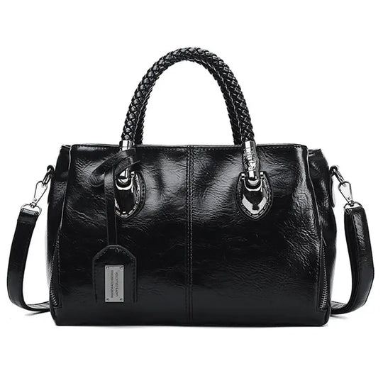 Justine – Braided Handle Leather Handbag for Women