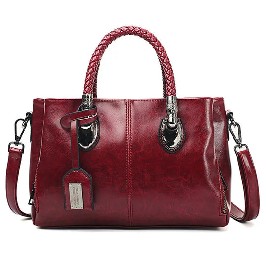 Justine – Braided Handle Leather Handbag for Women
